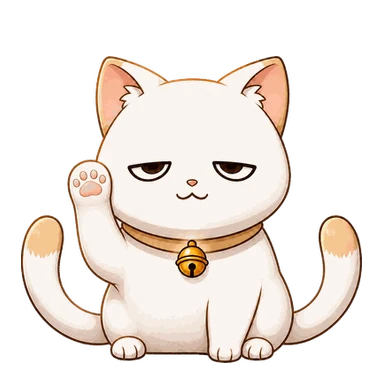 手をあげて招く、猫又のピピ